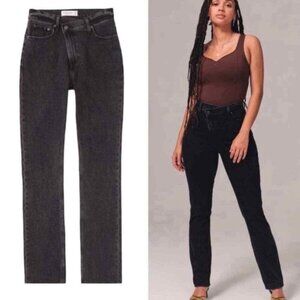 Abercrombie & Fitch Crossover Ultra High Rise 90s Straight Black Jean Sz 28/6